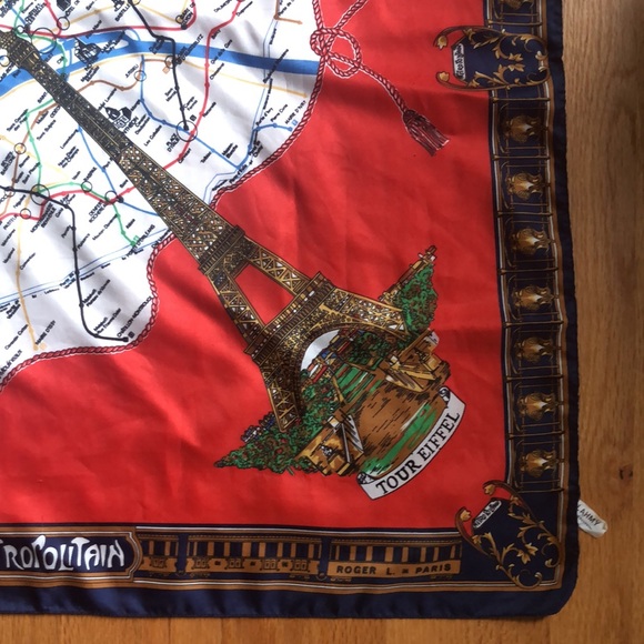 LAHMY SCARF PARIS FRANCE LANDMARKS souvenir EIFFEL TOWER NOTRE DAME VTG - Picture 9 of 16
